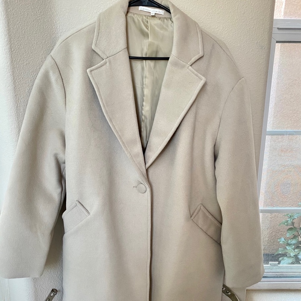 Wool Blend Long line Beige Coat